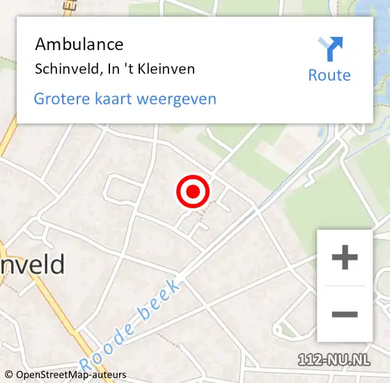 Locatie op kaart van de 112 melding: Ambulance Schinveld, In 't Kleinven op 21 juli 2014 14:32