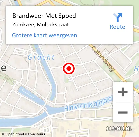 Locatie op kaart van de 112 melding: Brandweer Met Spoed Naar Zierikzee, Mulockstraat op 27 juni 2022 13:05
