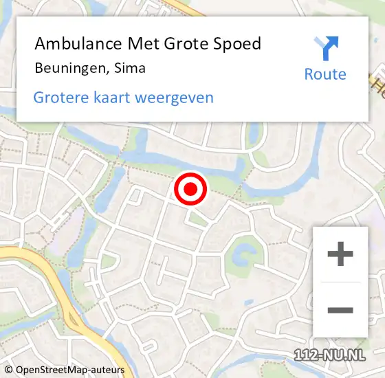 Locatie op kaart van de 112 melding: Ambulance Met Grote Spoed Naar Beuningen, Sima op 27 juni 2022 13:07