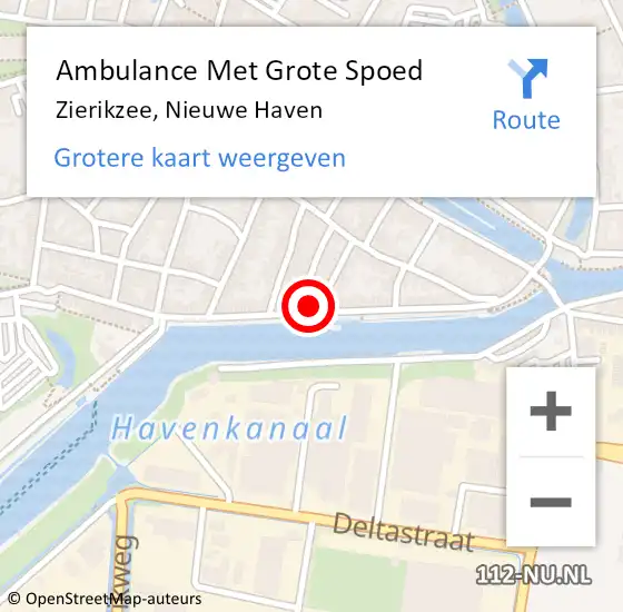 Locatie op kaart van de 112 melding: Ambulance Met Grote Spoed Naar Zierikzee, Nieuwe Haven op 27 juni 2022 13:15