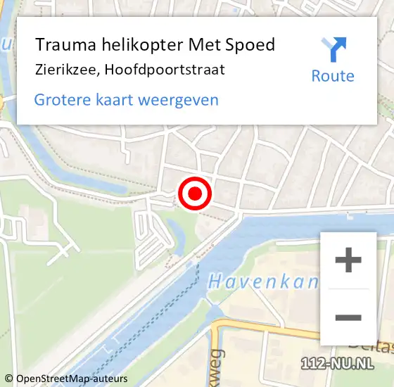 Locatie op kaart van de 112 melding: Trauma helikopter Met Spoed Naar Zierikzee, Hoofdpoortstraat op 27 juni 2022 13:18