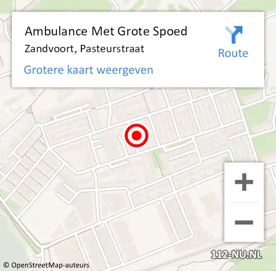 Locatie op kaart van de 112 melding: Ambulance Met Grote Spoed Naar Zandvoort, Pasteurstraat op 27 juni 2022 13:19