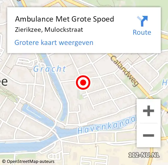 Locatie op kaart van de 112 melding: Ambulance Met Grote Spoed Naar Zierikzee, Mulockstraat op 27 juni 2022 13:27