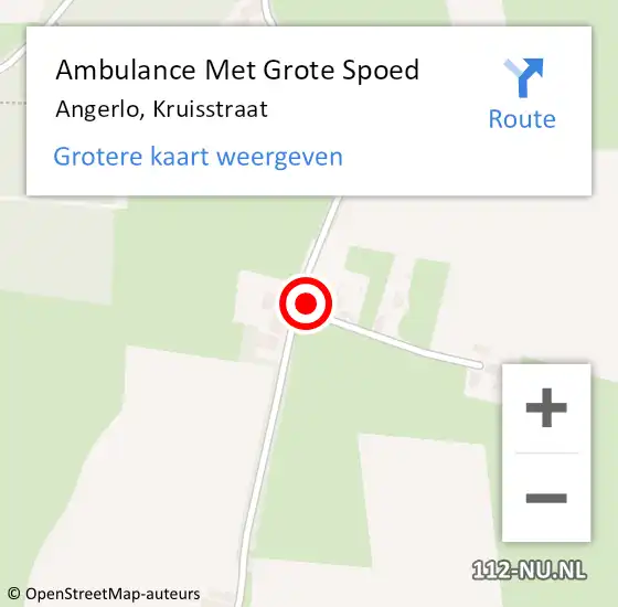 Locatie op kaart van de 112 melding: Ambulance Met Grote Spoed Naar Angerlo, Kruisstraat op 21 juli 2014 14:36