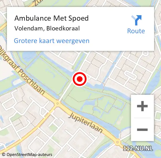 Locatie op kaart van de 112 melding: Ambulance Met Spoed Naar Volendam, Bloedkoraal op 27 juni 2022 13:36