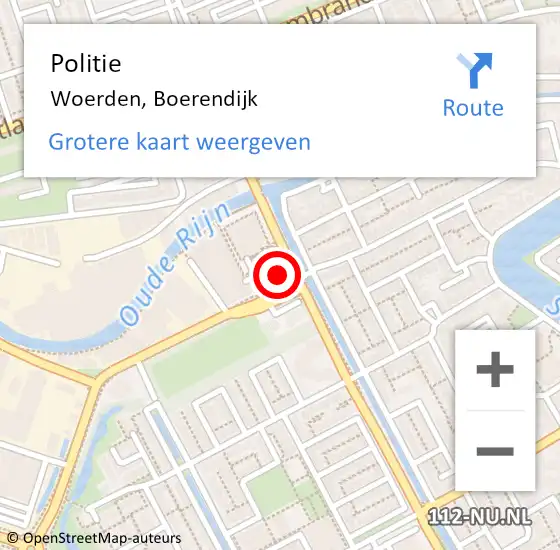 Locatie op kaart van de 112 melding: Politie Woerden, Boerendijk op 27 juni 2022 13:40