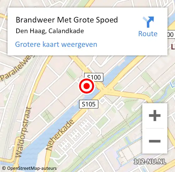 Locatie op kaart van de 112 melding: Brandweer Met Grote Spoed Naar Den Haag, Calandkade op 27 juni 2022 13:42