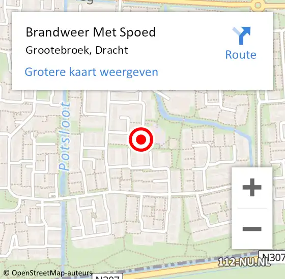 Locatie op kaart van de 112 melding: Brandweer Met Spoed Naar Grootebroek, Dracht op 27 juni 2022 13:42