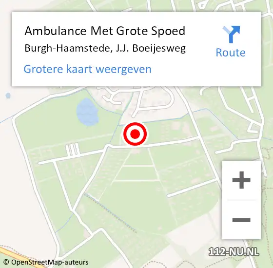 Locatie op kaart van de 112 melding: Ambulance Met Grote Spoed Naar Burgh-Haamstede, J.J. Boeijesweg op 27 juni 2022 13:43