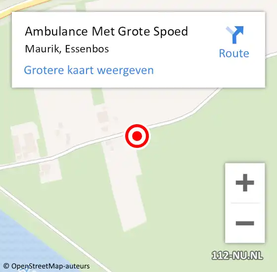 Locatie op kaart van de 112 melding: Ambulance Met Grote Spoed Naar Maurik, Essenbos op 27 juni 2022 13:48