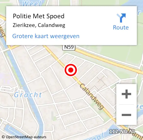 Locatie op kaart van de 112 melding: Politie Met Spoed Naar Zierikzee, Calandweg op 27 juni 2022 13:49