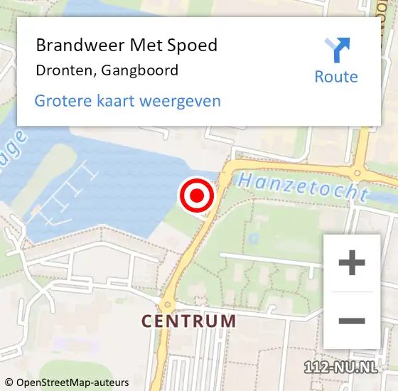 Locatie op kaart van de 112 melding: Brandweer Met Spoed Naar Dronten, Gangboord op 27 juni 2022 13:49