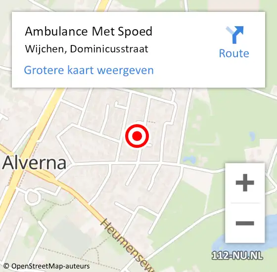 Locatie op kaart van de 112 melding: Ambulance Met Spoed Naar Wijchen, Dominicusstraat op 27 juni 2022 13:50