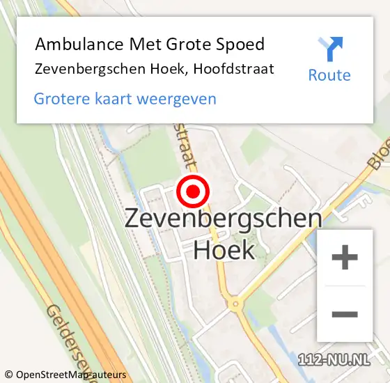 Locatie op kaart van de 112 melding: Ambulance Met Grote Spoed Naar Zevenbergschen Hoek, Hoofdstraat op 27 juni 2022 13:52