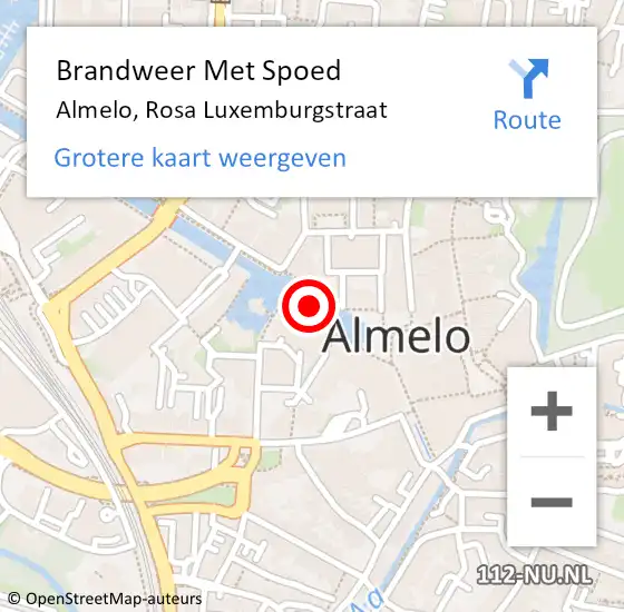 Locatie op kaart van de 112 melding: Brandweer Met Spoed Naar Almelo, Rosa Luxemburgstraat op 27 juni 2022 13:59