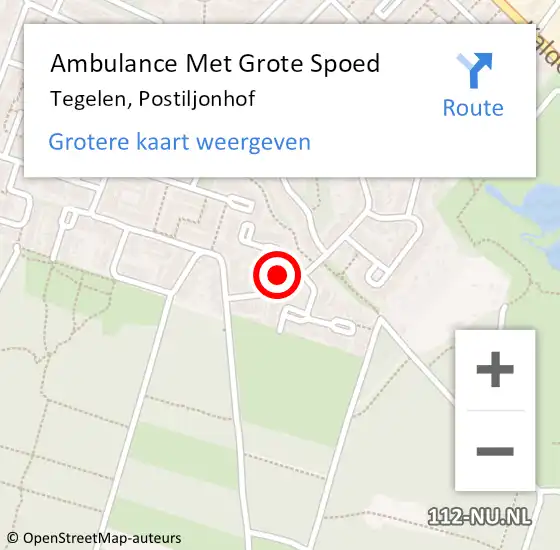 Locatie op kaart van de 112 melding: Ambulance Met Grote Spoed Naar Tegelen, Postiljonhof op 21 juli 2014 14:40