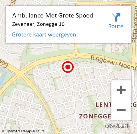 Locatie op kaart van de 112 melding: Ambulance Met Grote Spoed Naar Zevenaar, Zonegge 16 op 27 juni 2022 14:00