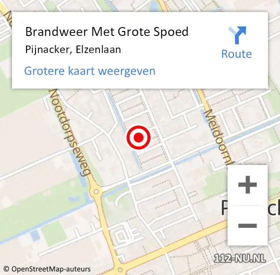 Locatie op kaart van de 112 melding: Brandweer Met Grote Spoed Naar Pijnacker, Elzenlaan op 27 juni 2022 14:01