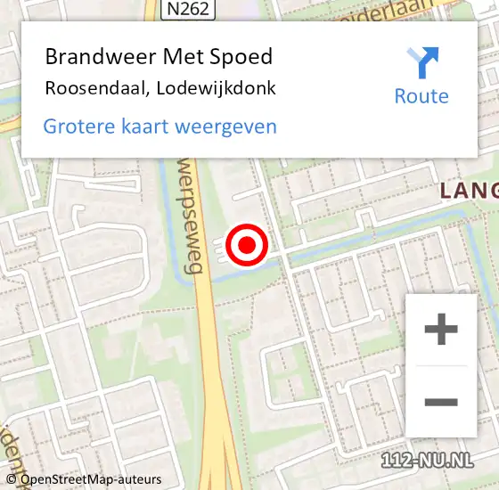 Locatie op kaart van de 112 melding: Brandweer Met Spoed Naar Roosendaal, Lodewijkdonk op 27 juni 2022 14:05