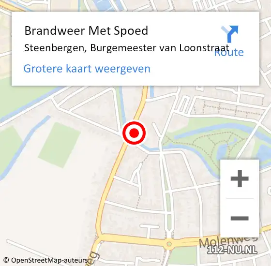 Locatie op kaart van de 112 melding: Brandweer Met Spoed Naar Steenbergen, Burgemeester van Loonstraat op 27 juni 2022 14:18