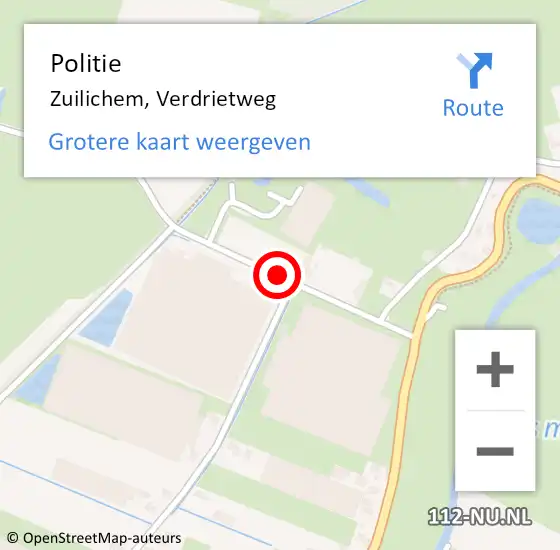 Locatie op kaart van de 112 melding: Politie Zuilichem, Verdrietweg op 27 juni 2022 14:30