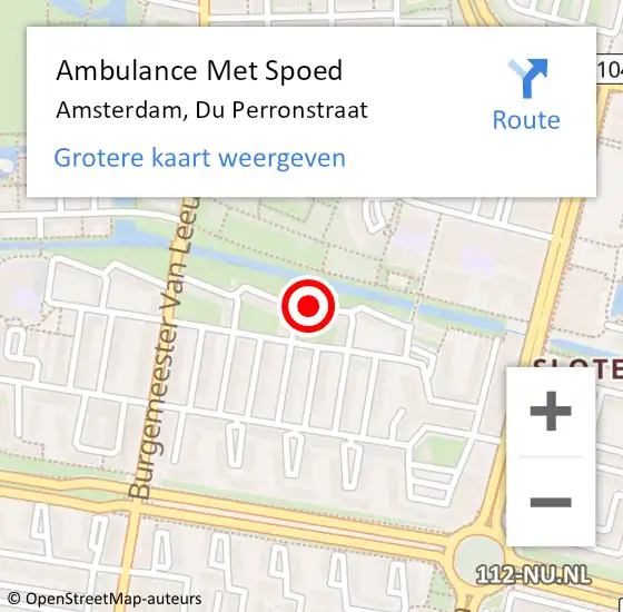 Locatie op kaart van de 112 melding: Ambulance Met Spoed Naar Amsterdam, Du Perronstraat op 27 juni 2022 14:33