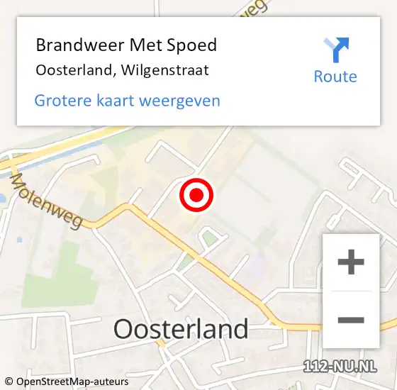 Locatie op kaart van de 112 melding: Brandweer Met Spoed Naar Oosterland, Wilgenstraat op 27 juni 2022 14:35