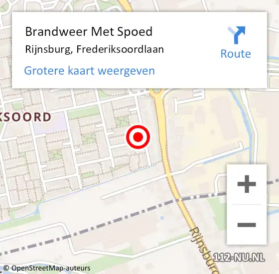 Locatie op kaart van de 112 melding: Brandweer Met Spoed Naar Rijnsburg, Frederiksoordlaan op 27 juni 2022 14:42