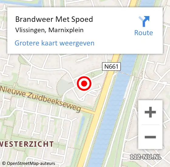 Locatie op kaart van de 112 melding: Brandweer Met Spoed Naar Vlissingen, Marnixplein op 27 juni 2022 14:46