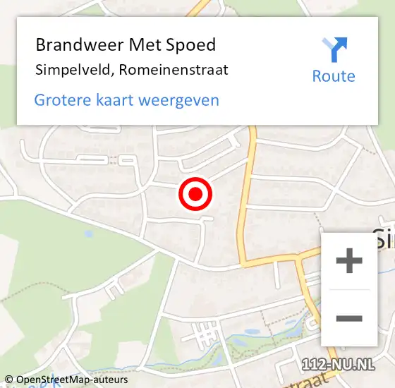 Locatie op kaart van de 112 melding: Brandweer Met Spoed Naar Simpelveld, Romeinenstraat op 27 juni 2022 14:48