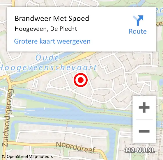 Locatie op kaart van de 112 melding: Brandweer Met Spoed Naar Hoogeveen, De Plecht op 27 juni 2022 14:55