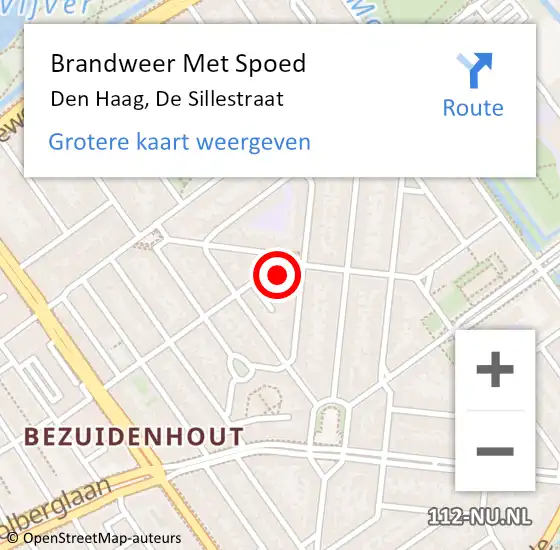 Locatie op kaart van de 112 melding: Brandweer Met Spoed Naar Den Haag, De Sillestraat op 27 juni 2022 14:55