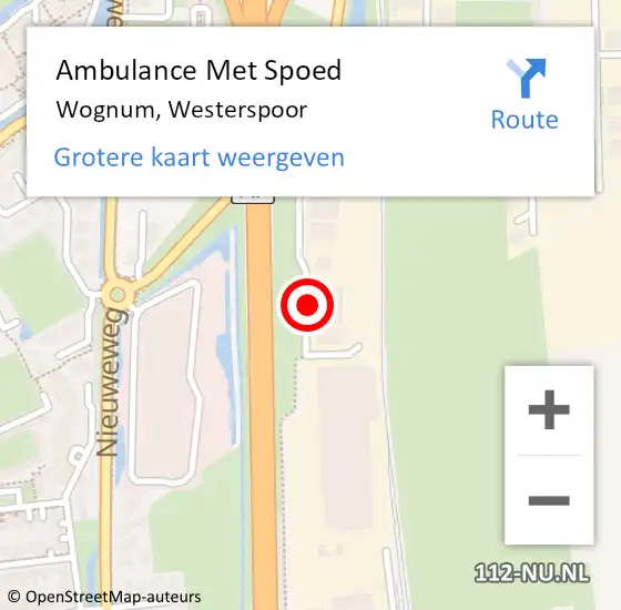 Locatie op kaart van de 112 melding: Ambulance Met Spoed Naar Wognum, Westerspoor op 21 juli 2014 14:48