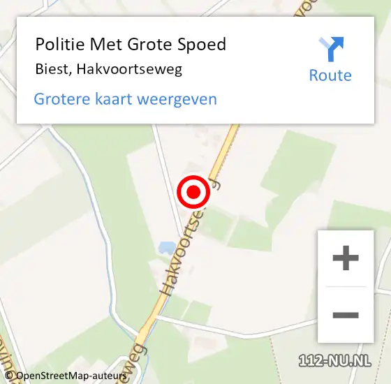 Locatie op kaart van de 112 melding: Politie Met Grote Spoed Naar Biest, Hakvoortseweg op 27 juni 2022 15:01