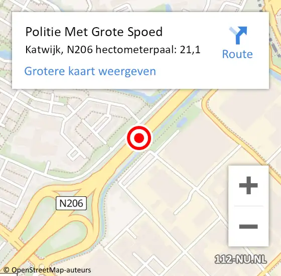 Locatie op kaart van de 112 melding: Politie Met Grote Spoed Naar Katwijk, N206 hectometerpaal: 21,1 op 27 juni 2022 15:15