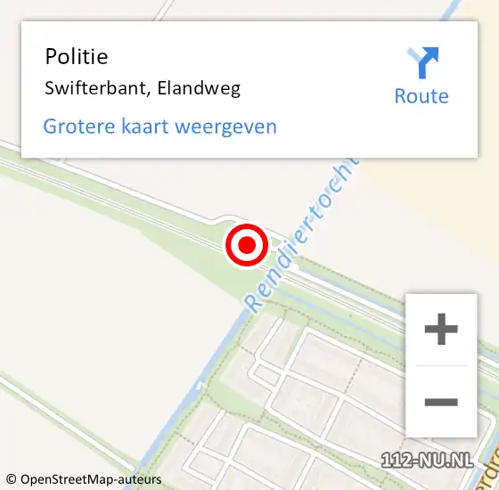 Locatie op kaart van de 112 melding: Politie Swifterbant, Elandweg op 27 juni 2022 15:21