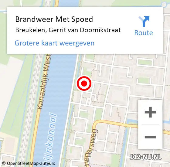 Locatie op kaart van de 112 melding: Brandweer Met Spoed Naar Breukelen, Gerrit van Doornikstraat op 27 juni 2022 15:32