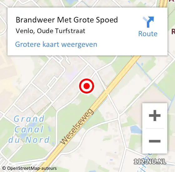 Locatie op kaart van de 112 melding: Brandweer Met Grote Spoed Naar Venlo, Oude Turfstraat op 27 juni 2022 15:42