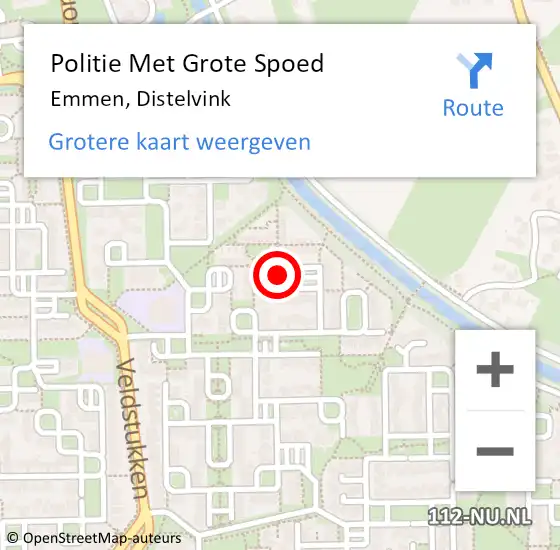 Locatie op kaart van de 112 melding: Politie Met Grote Spoed Naar Emmen, Distelvink op 27 juni 2022 15:44