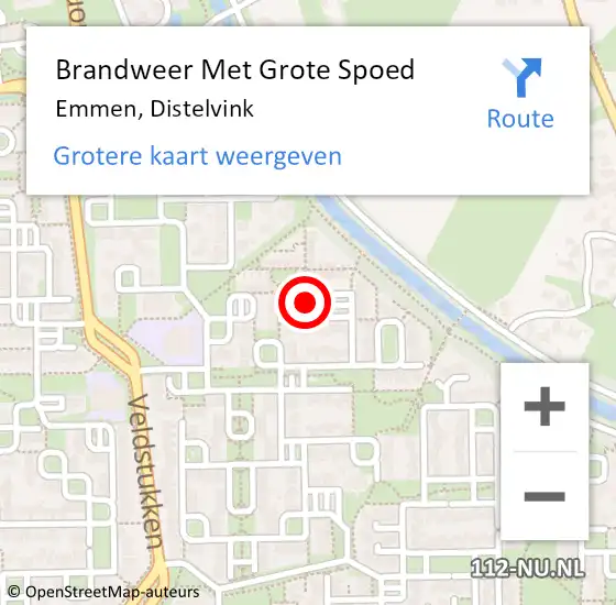 Locatie op kaart van de 112 melding: Brandweer Met Grote Spoed Naar Emmen, Distelvink op 27 juni 2022 15:46