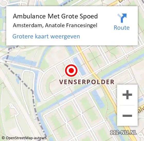 Locatie op kaart van de 112 melding: Ambulance Met Grote Spoed Naar Amsterdam-Zuidoost, Anatole Francesingel op 27 juni 2022 15:49