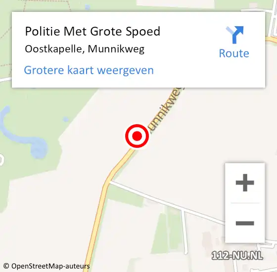 Locatie op kaart van de 112 melding: Politie Met Grote Spoed Naar Oostkapelle, Munnikweg op 27 juni 2022 16:05