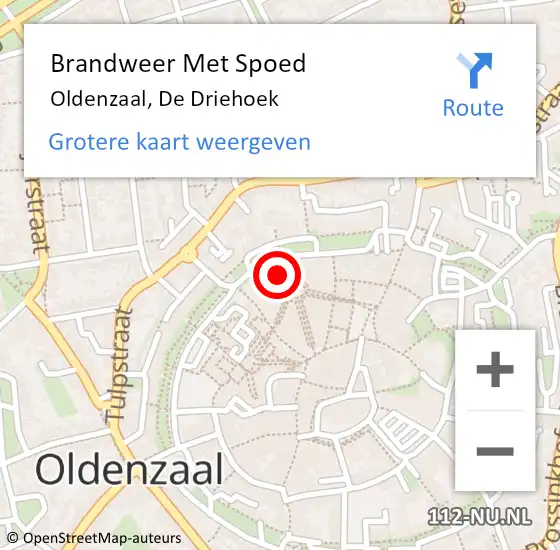 Locatie op kaart van de 112 melding: Brandweer Met Spoed Naar Oldenzaal, De Driehoek op 27 juni 2022 16:06