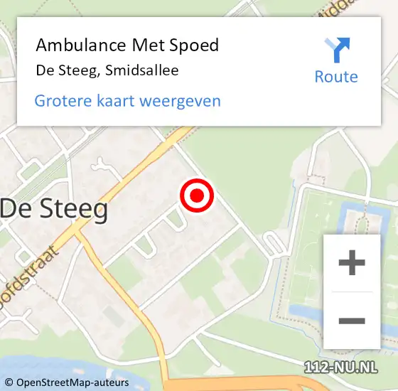 Locatie op kaart van de 112 melding: Ambulance Met Spoed Naar De Steeg, Smidsallee op 27 juni 2022 16:07