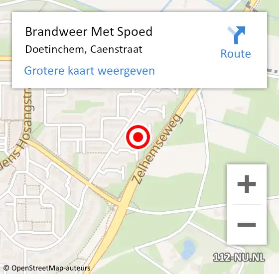 Locatie op kaart van de 112 melding: Brandweer Met Spoed Naar Doetinchem, Caenstraat op 27 juni 2022 16:08
