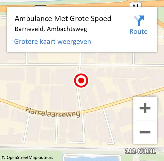 Locatie op kaart van de 112 melding: Ambulance Met Grote Spoed Naar Barneveld, Ambachtsweg op 27 juni 2022 16:10