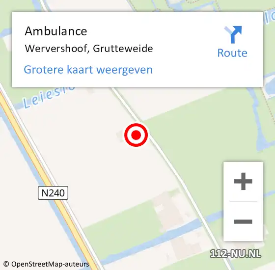 Locatie op kaart van de 112 melding: Ambulance Wervershoof, Grutteweide op 27 juni 2022 16:15