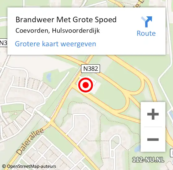 Locatie op kaart van de 112 melding: Brandweer Met Grote Spoed Naar Coevorden, Hulsvoorderdijk op 27 juni 2022 16:29