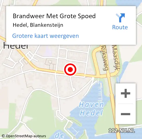 Locatie op kaart van de 112 melding: Brandweer Met Grote Spoed Naar Hedel, Blankensteijn op 27 juni 2022 16:29