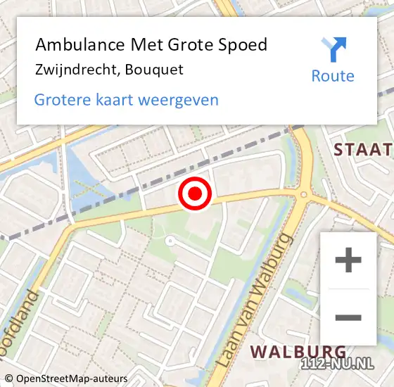 Locatie op kaart van de 112 melding: Ambulance Met Grote Spoed Naar Zwijndrecht, Bouquet op 27 juni 2022 16:32